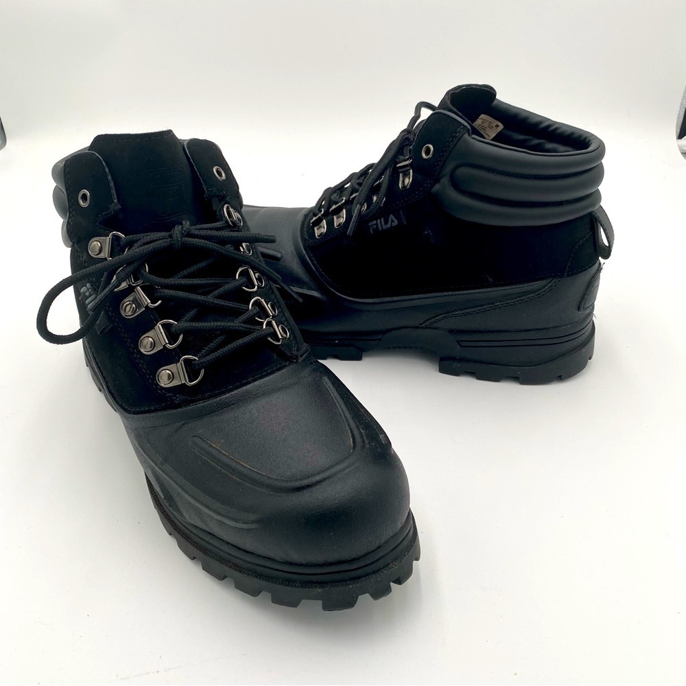 Fila Men's Weathertec Chunky Full Lace Up Hiking Ankle Boots Shoes Black Size 11